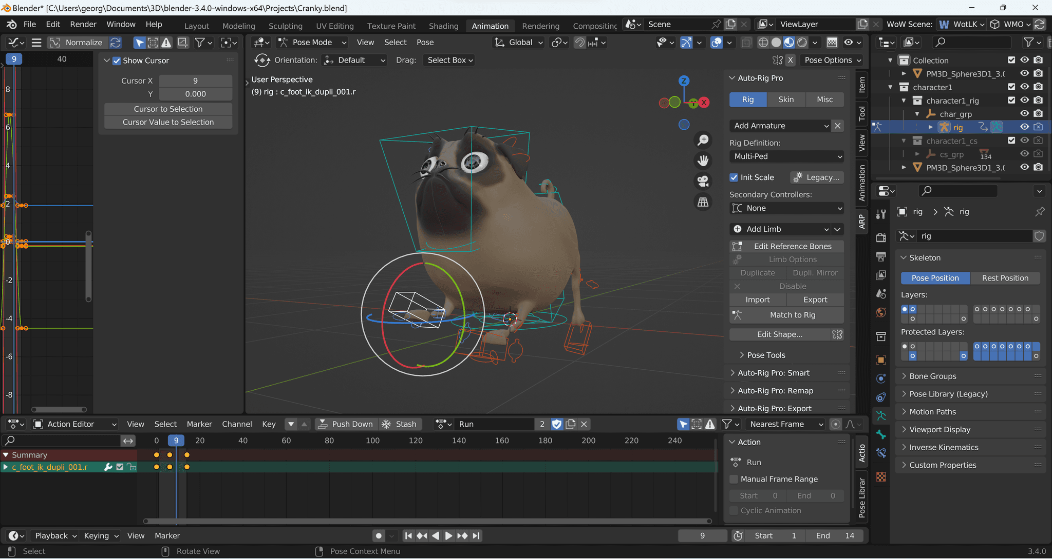 Cranky animation rigging work in Blender