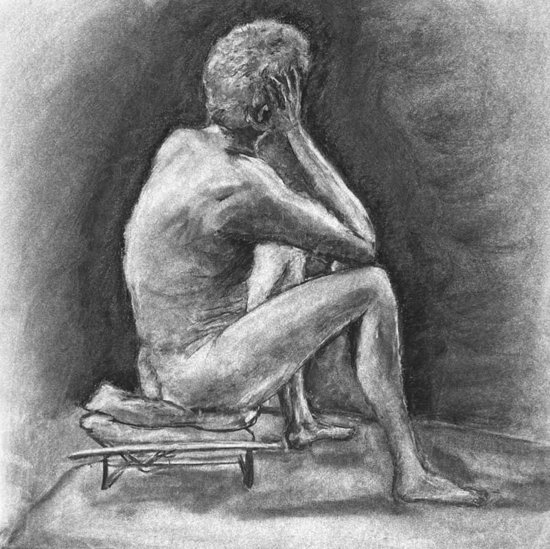Seated figure — charcoal