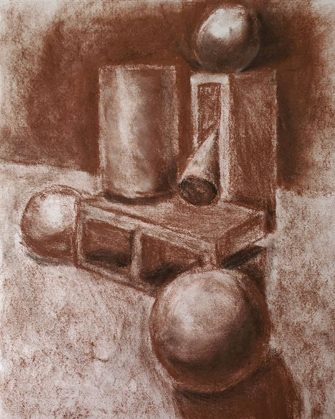 Still life — skull and pots