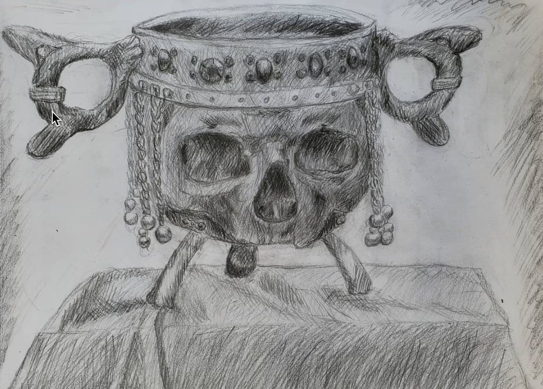 Still life — skull tea set