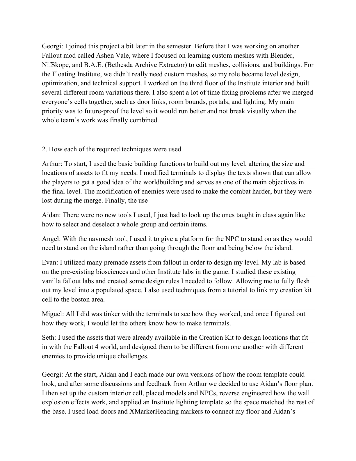 Milestone report page describing required techniques and implementation details