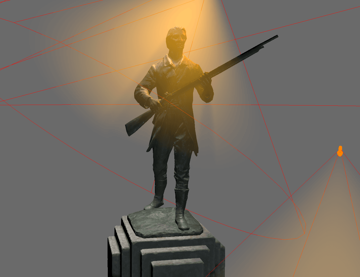 Close-up of Hall of Idols statue placeholder and spotlight tuning