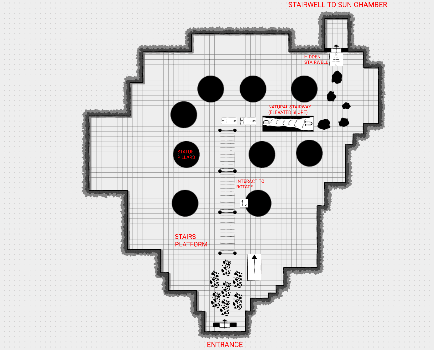 Hall of Idols top-down revised layout diagram