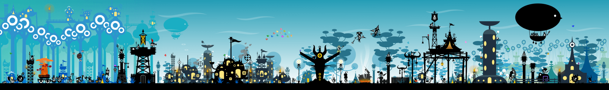 Patapolis city panorama — the Golden Age hub from the Patapon series