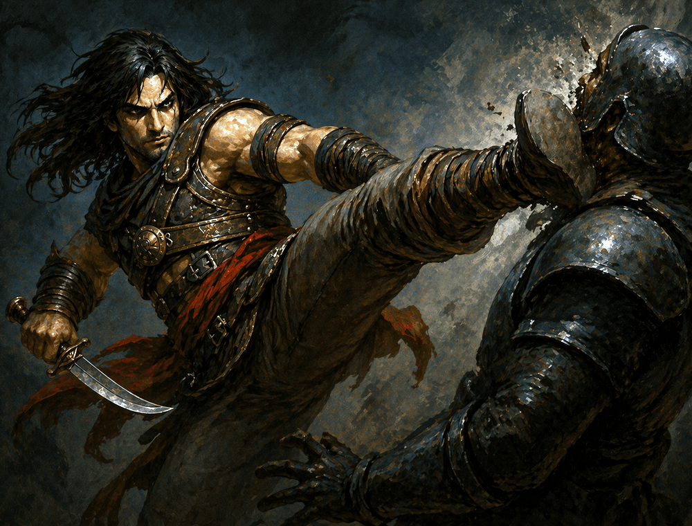 Hook Kick card art from the Prince of Persia Warrior Within Slay the Spire 2 mod