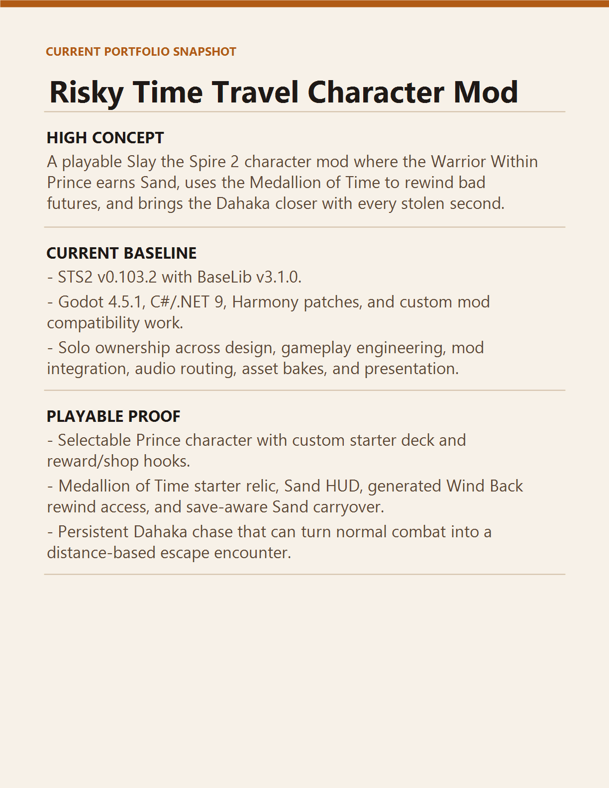 Prince of Persia Warrior Within mod current project snapshot evidence page
