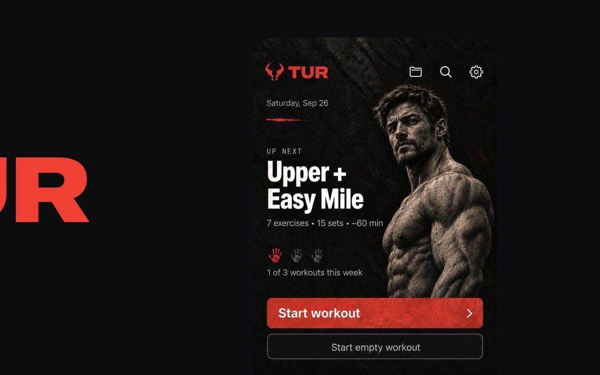 TUR app Today screen with the next workout